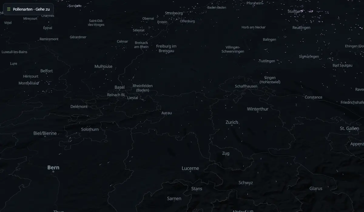 Karte der Pollen in der Luft heute, vom Wind getragen (CAMS-Modell)