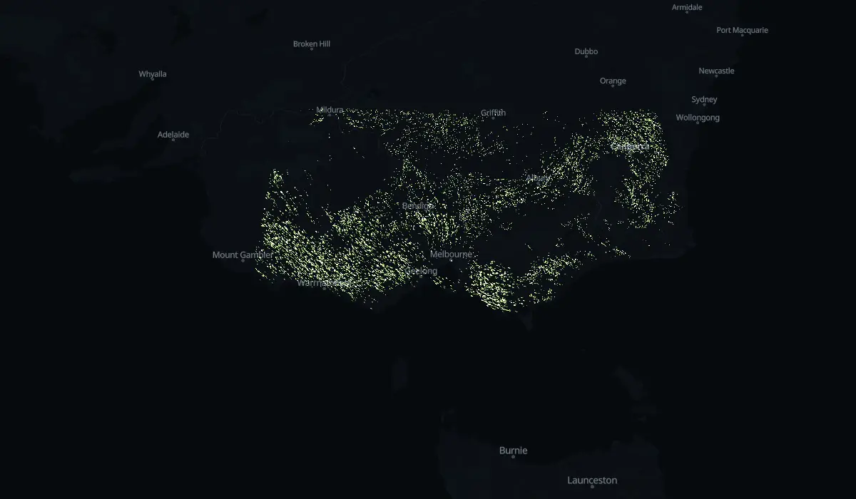 Map of today's grass pollen drifting on the wind