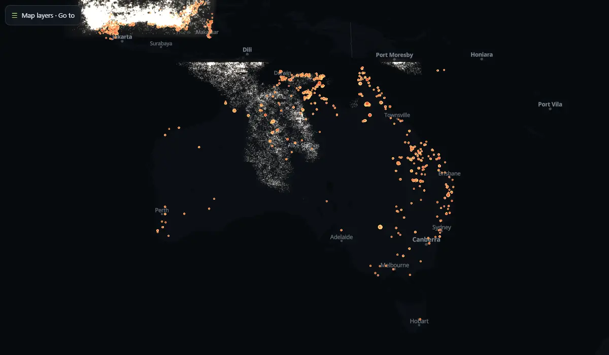 Map of today's bushfire smoke drifting across Australia