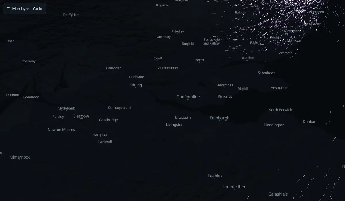 Map of today's pollen in the air, carried by the wind (CAMS model)